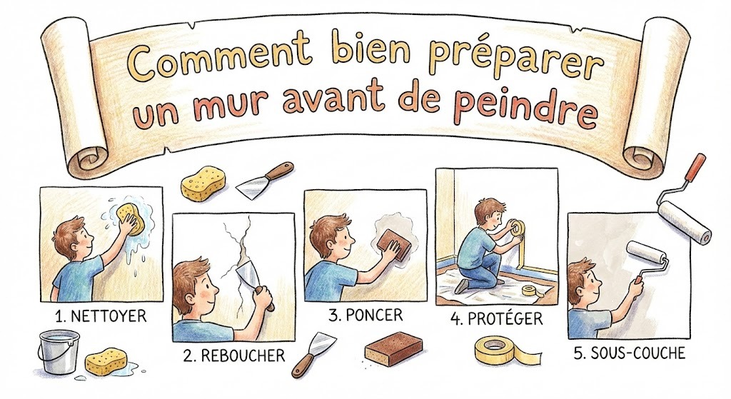 préparation d'un mur avant de peindre